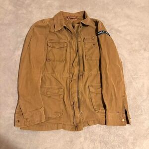 Tommy‎ Hilfiger light brown canvas jacket with studded accents and logo patch